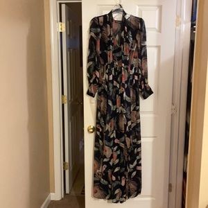 Peacock Long Sleeve Maxi Dress